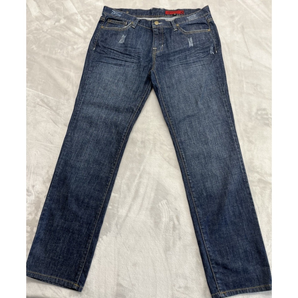 Vigoss Skinny Jean Women 15 Blue Wash Distressed Whiskers Flap Pockets Rodeo